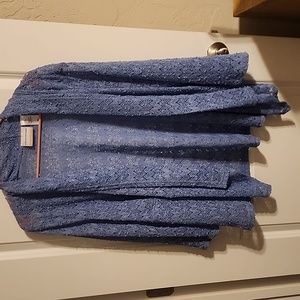 blue lacy pull on sweater